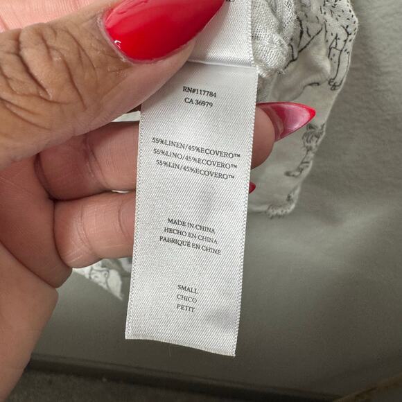 Rails Women’s Small Linen‎ Blend Button Down Shirt White Tiger Print Casual - Picture 5 of 9